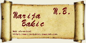 Marija Bakić vizit kartica